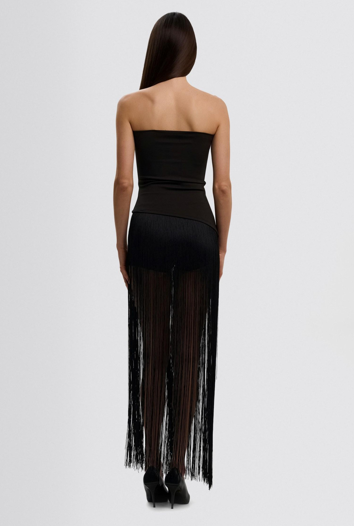 Топ-бандо з бахромою чорного кольору розмір M, фото 4