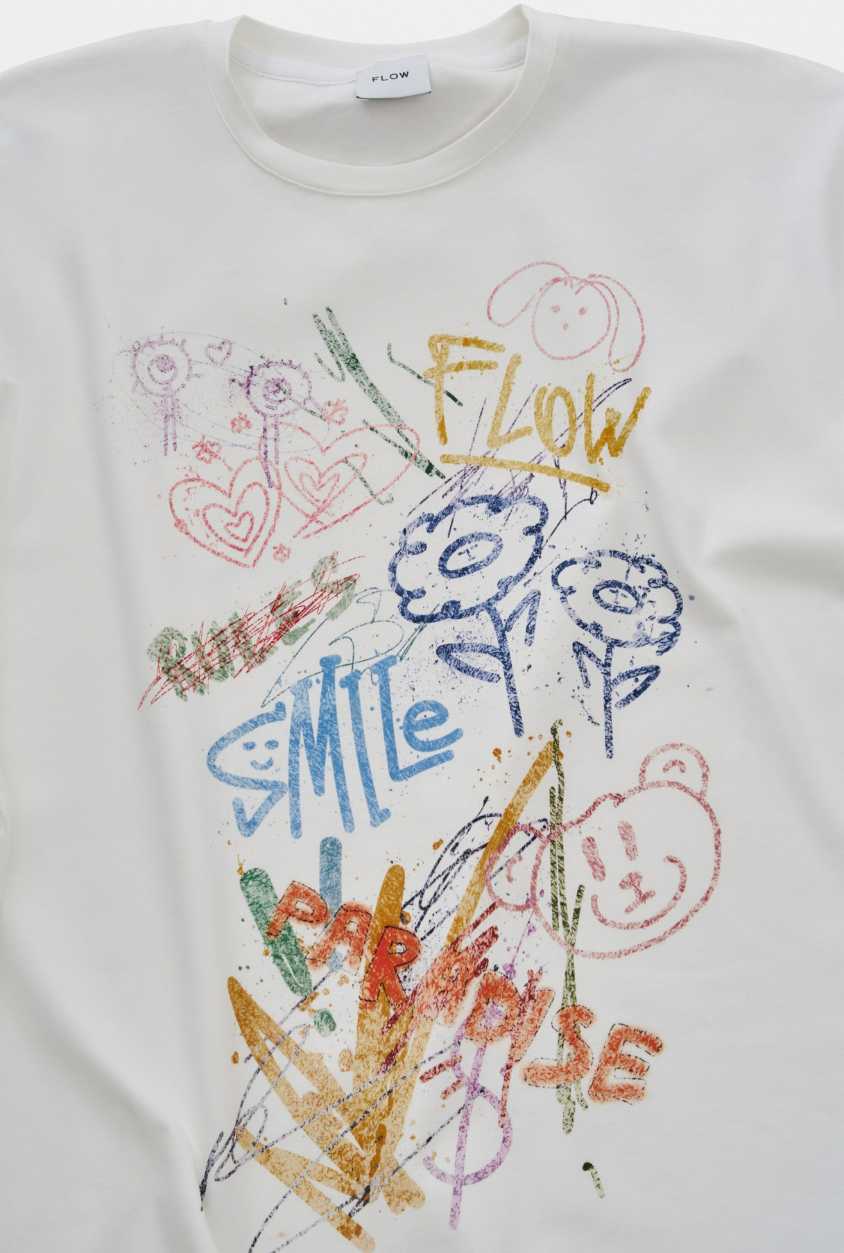 Футболка oversize "Smile Paradise" молочного цвета фото 3