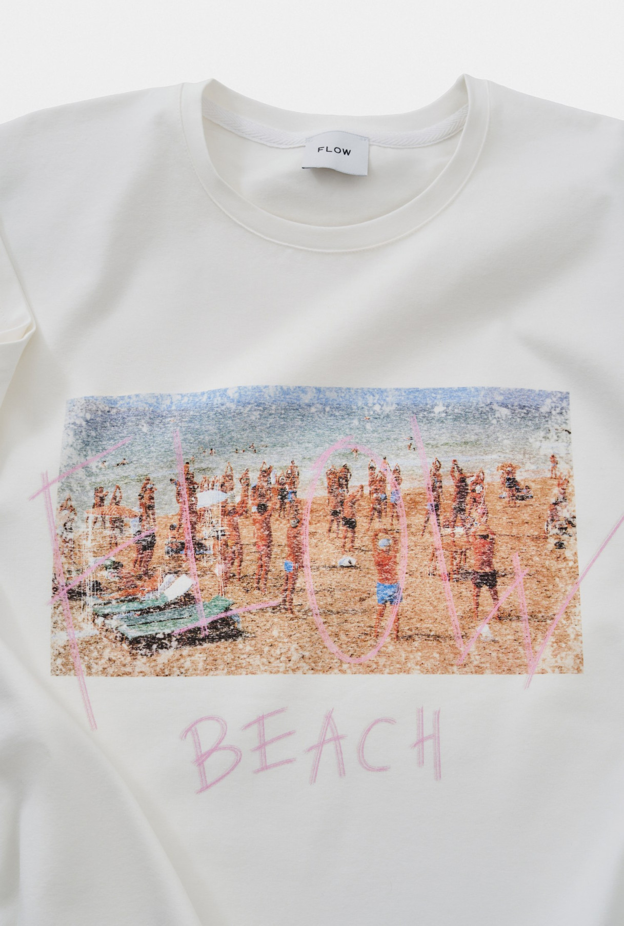 Футболка oversize "Beach" молочного цвета фото 3