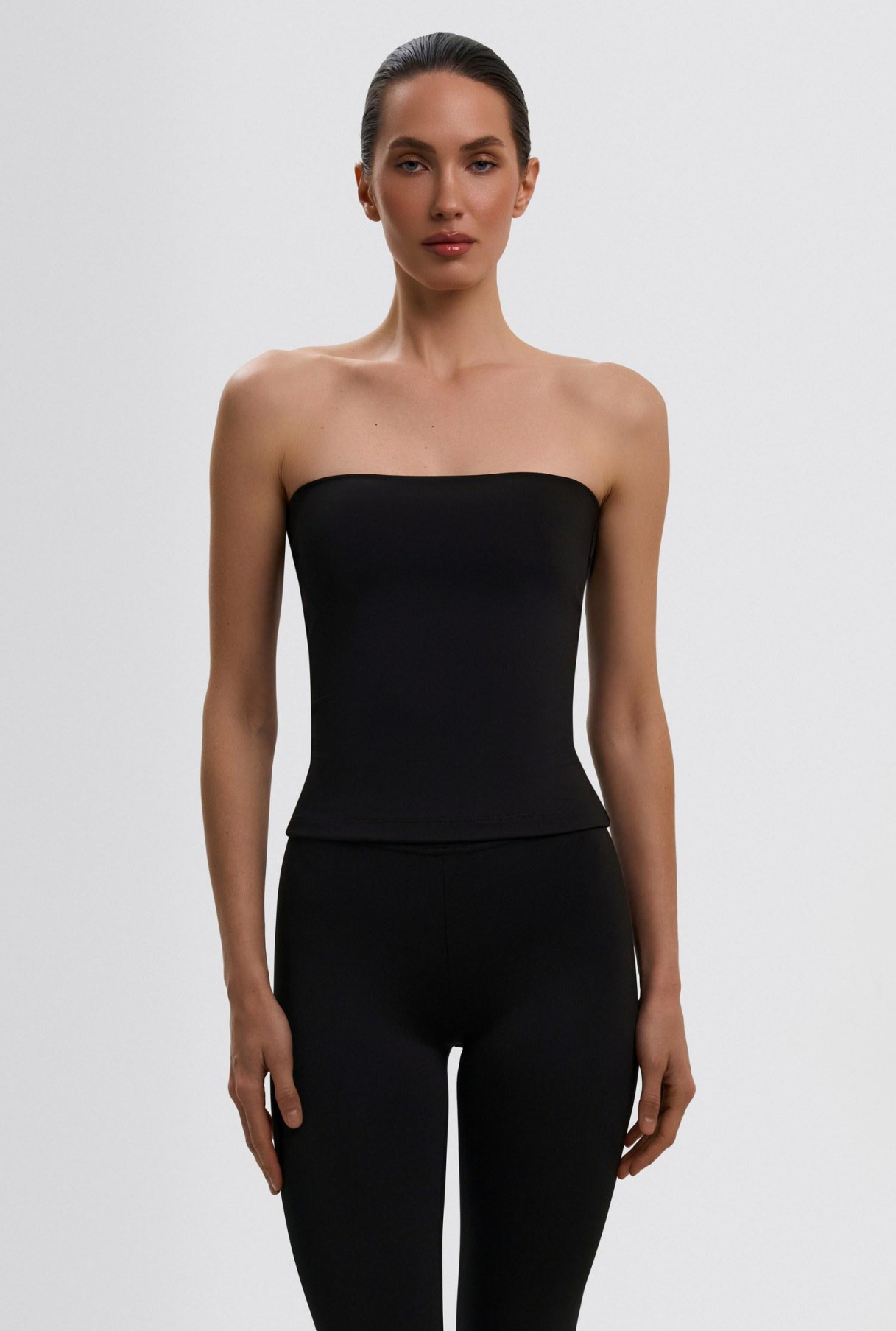 Топ-бандо із біфлексу зі стразами чорного кольору фото 3