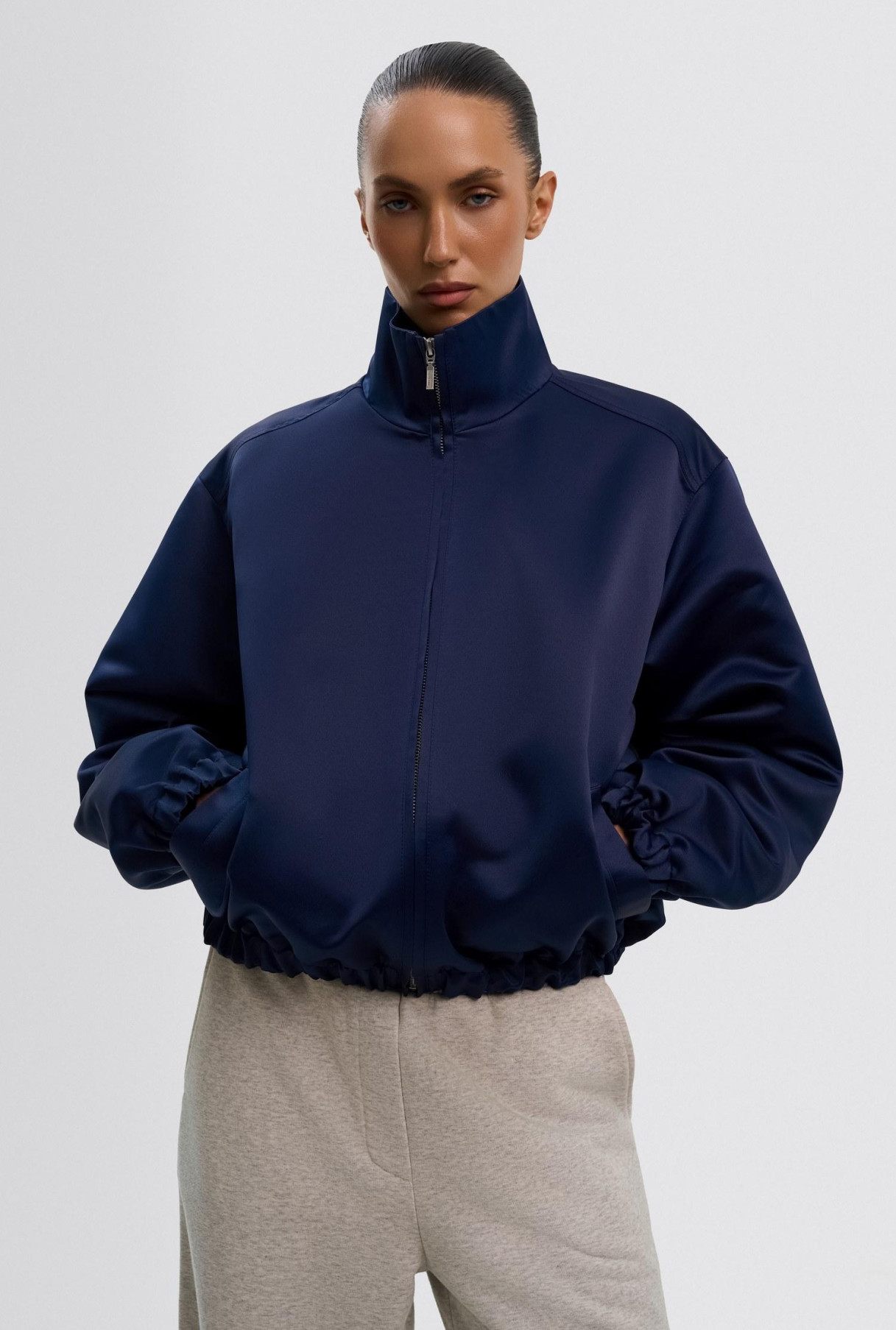Бомбер атлас синього кольору розмір One-Size, фото 2