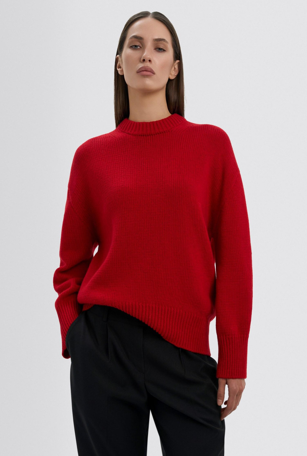 Светр з вовни ягня у червоному кольорі фото 2